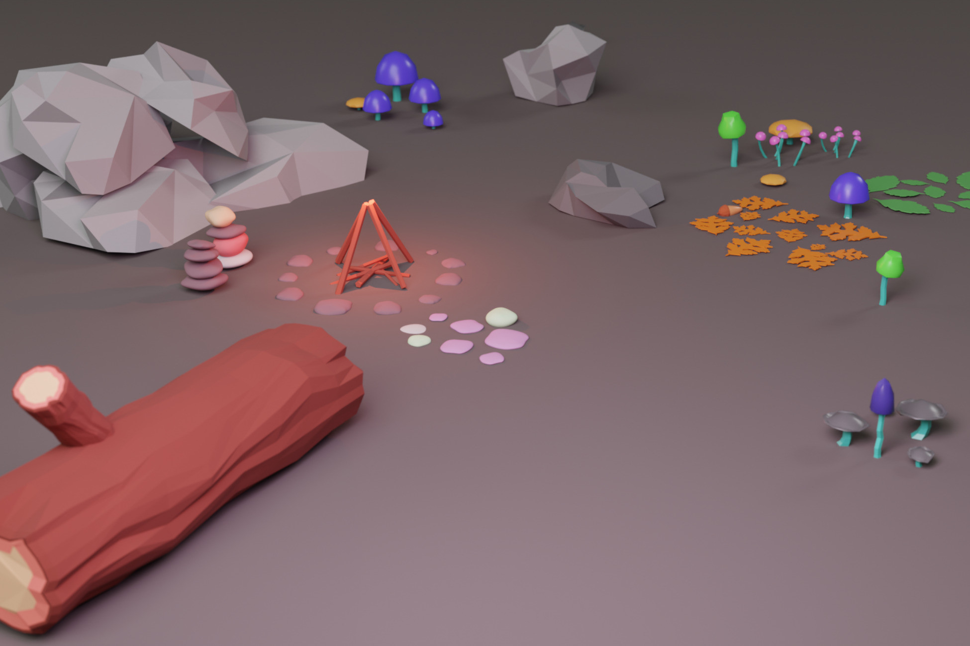 Stylized forest ground clutter in a Unity woodland scene