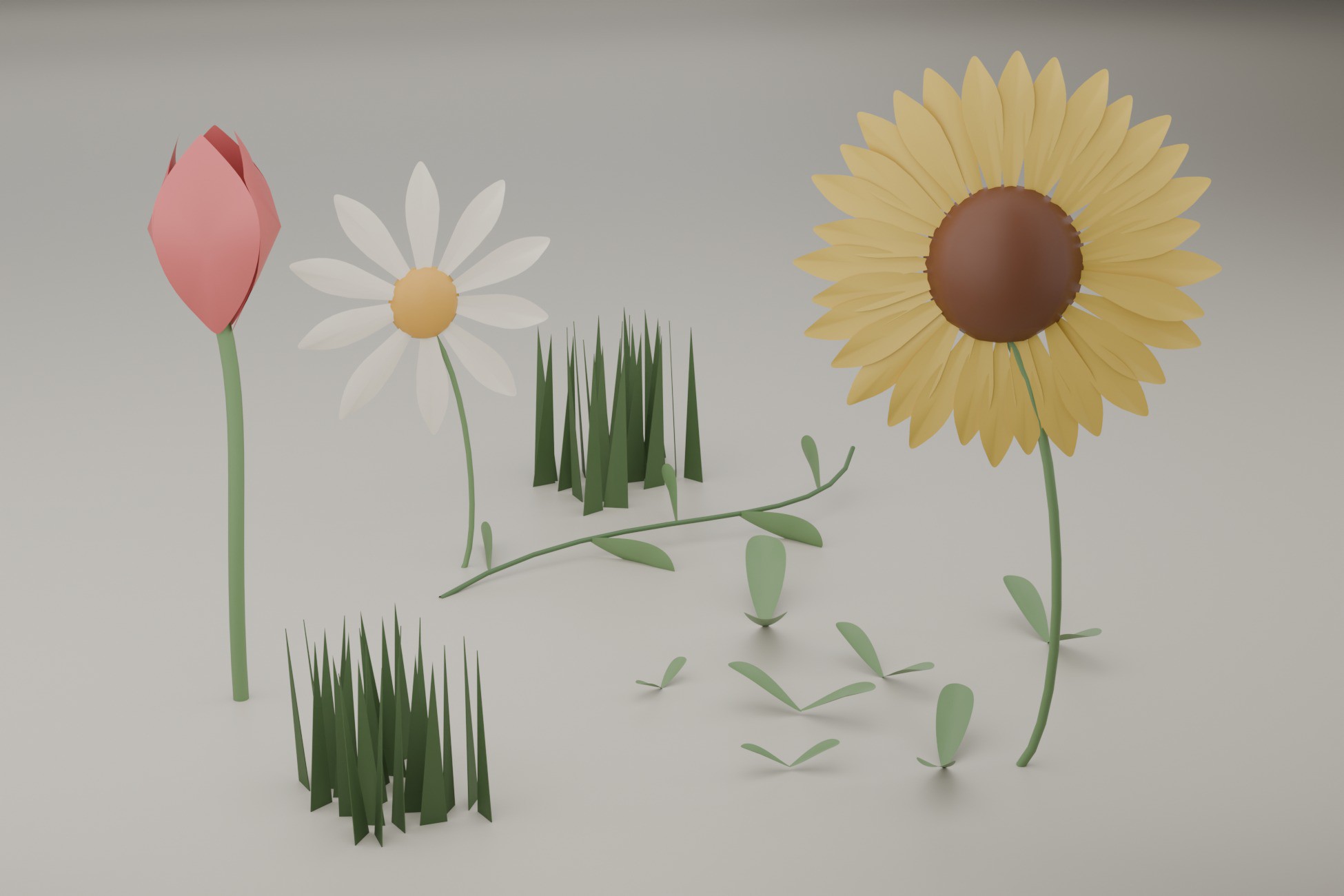 Stylized garden plants and flowers in Unity